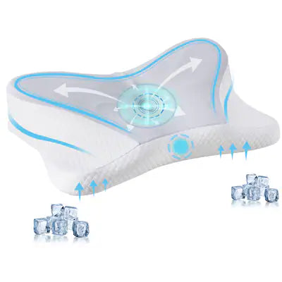 Bestier - Cervical Memory Foam Pillow, Cooling Ergonomic Dual Height Orthopedic Support Contour Pillow