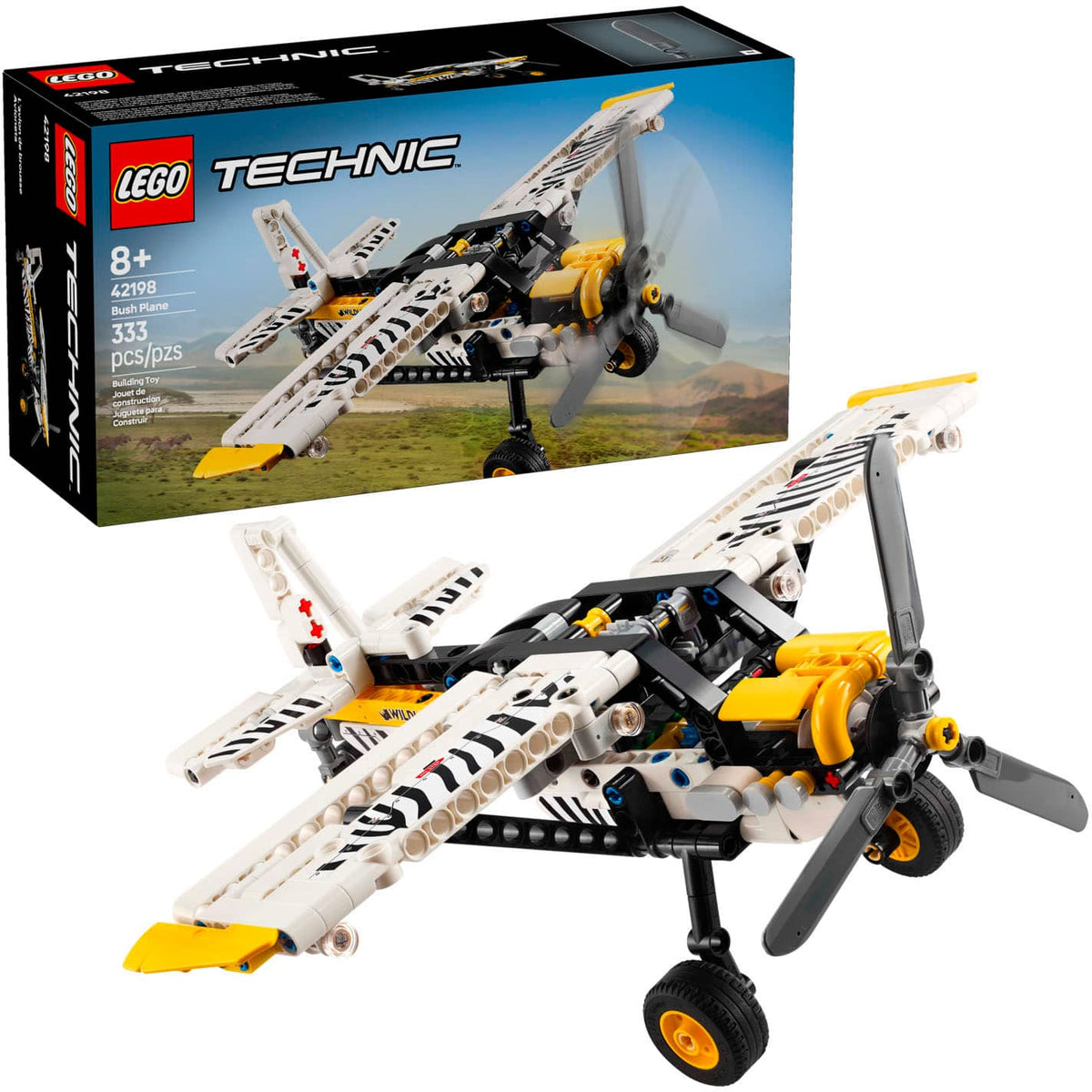 LEGO - Technic Bush Plane Building Toy with Spinning Propeller, 4-Cylinder Piston Engine, 42198