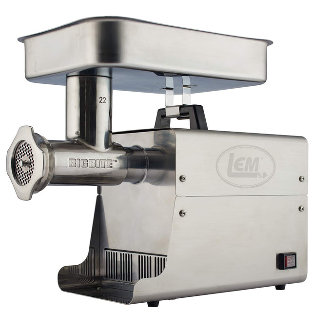 Front. LEM Product - #22 Big Bite Meat Grinder - 1 HP - Stainless.