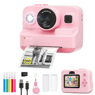 Hunkstar - Kids Camera Instant Print, Dual Lens 1080P HD Camera with 32GB MicroSD Card, Christmas Birthday Gifts for Girls Boys