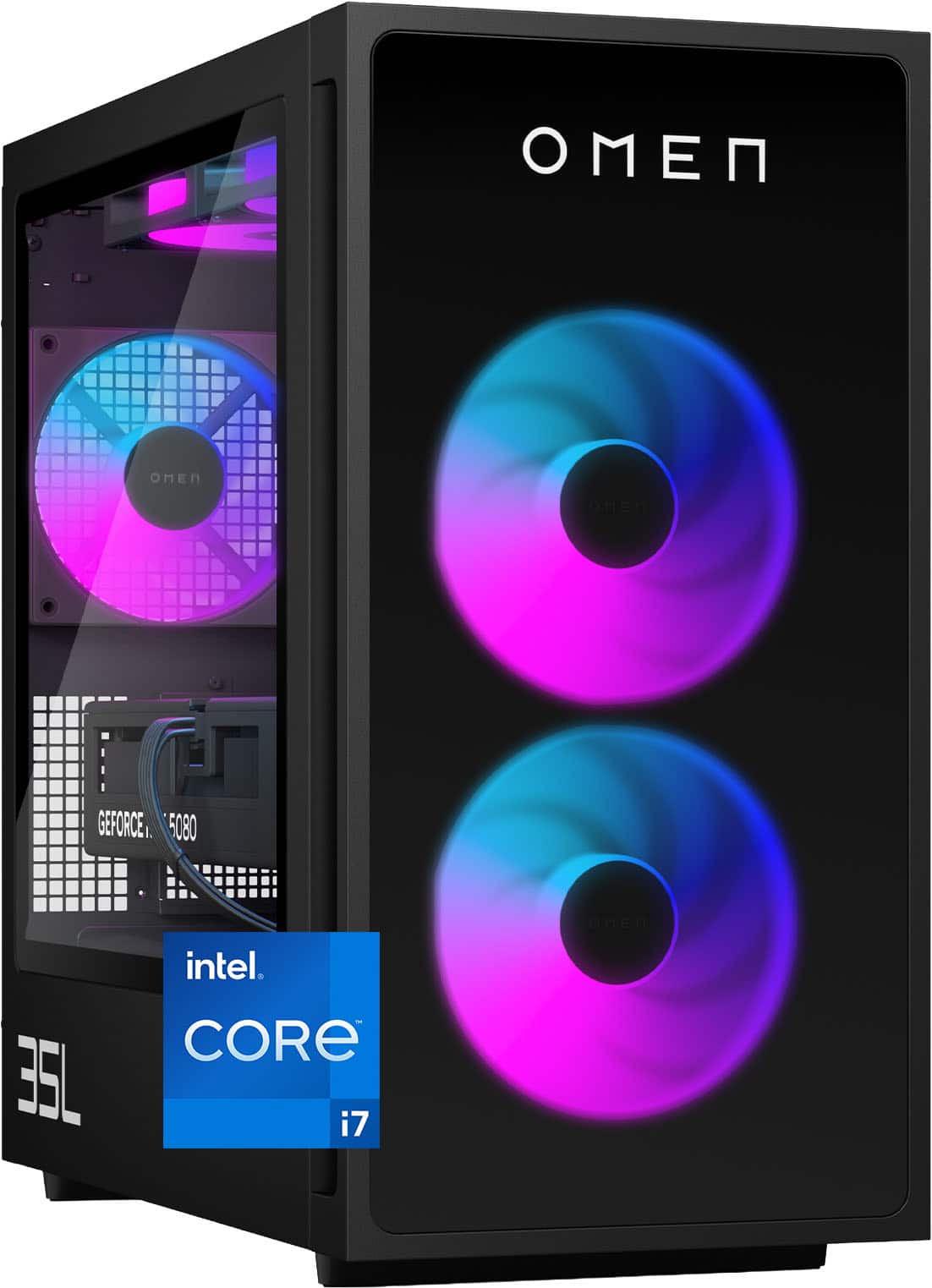 HP OMEN - 35L Gaming Desktop - Intel Core i7-14700F - 16GB DDR5 Memory - NVIDIA GeForce RTX 5070 - 1TB SSD - Shadow Black