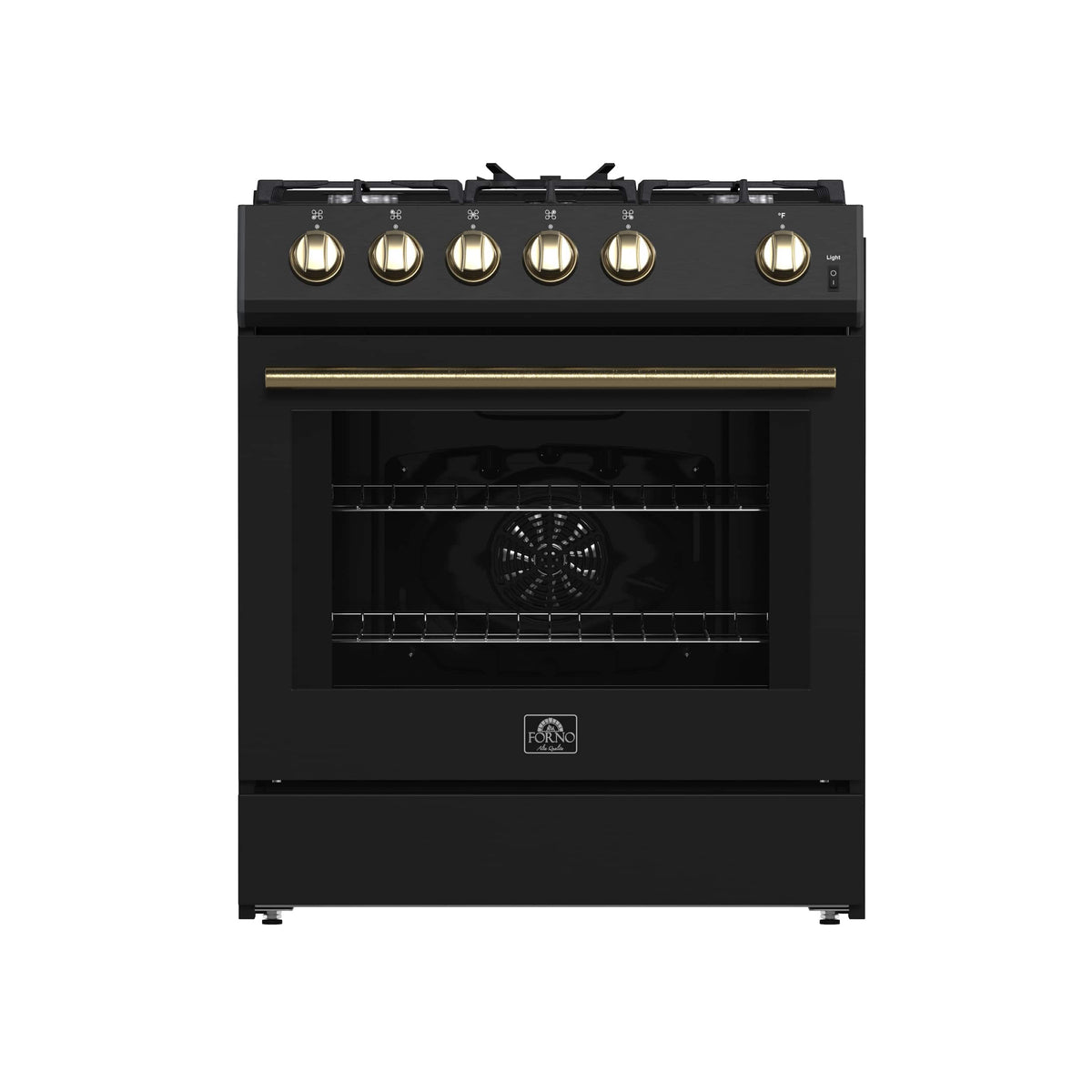 Forno Appliances - 30 in. Wide 5 Burner Leonardo 5 Cu. Ft. Freestanding Gas Convection Range with LP Conversion Kit - Black