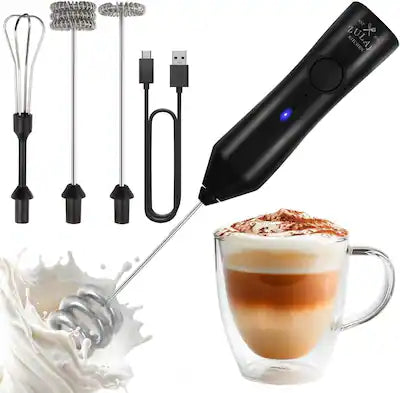 Zulay Kitchen - Rechargeable Milk Frother - Dynamic - 3 Speeds, 3 Whisk Attachments, 500 mAh USB Charging