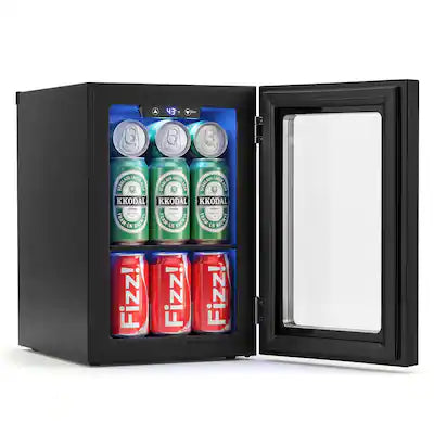 Costway - 0.6 Cu.Ft Beverage Refrigerator, 24 Cans Countertop Mini Fridge with Touch Panel
