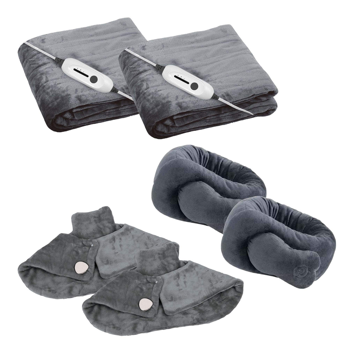 Pursonic - Ultimate Comfort Bundle: Heated Blankets & Relaxing Massagers - Gray