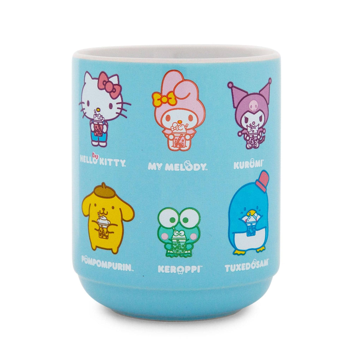 Silver Buffalo - Sanrio Hello Kitty and Friends Drinking Boba Asian Ceramic Tea Cup | 9 Ounces - Blue