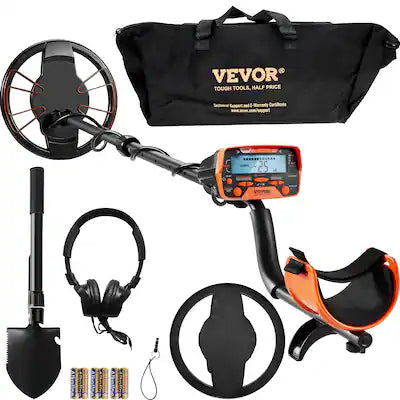 VEVOR - Metal Detector for Adults & Kids, 10 Inch Waterproof Search Coil with LCD Display 7 Modes, Adjustable 41''-52''