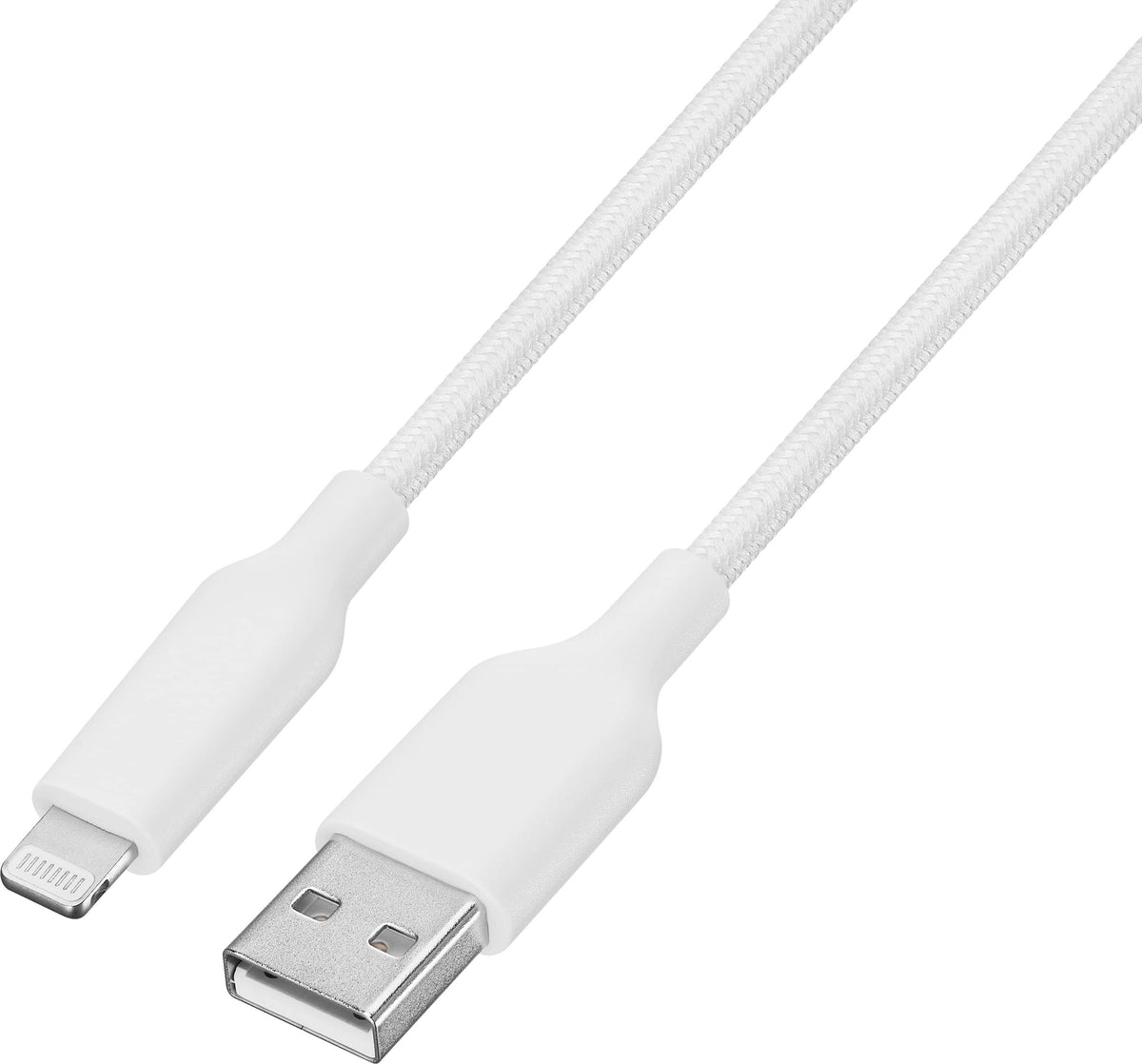 Best Buy essentials™ - 6’ Lightning to USB Braided Charge-and-Sync Cable - White
