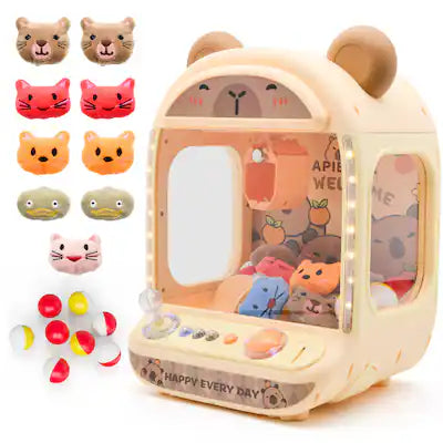 Contixo - CM1 Capybara Claw Machine for Kids, Mini Arcade Prize Grabber with LED Lights, Music, Toys & Capsules, Ages 3+