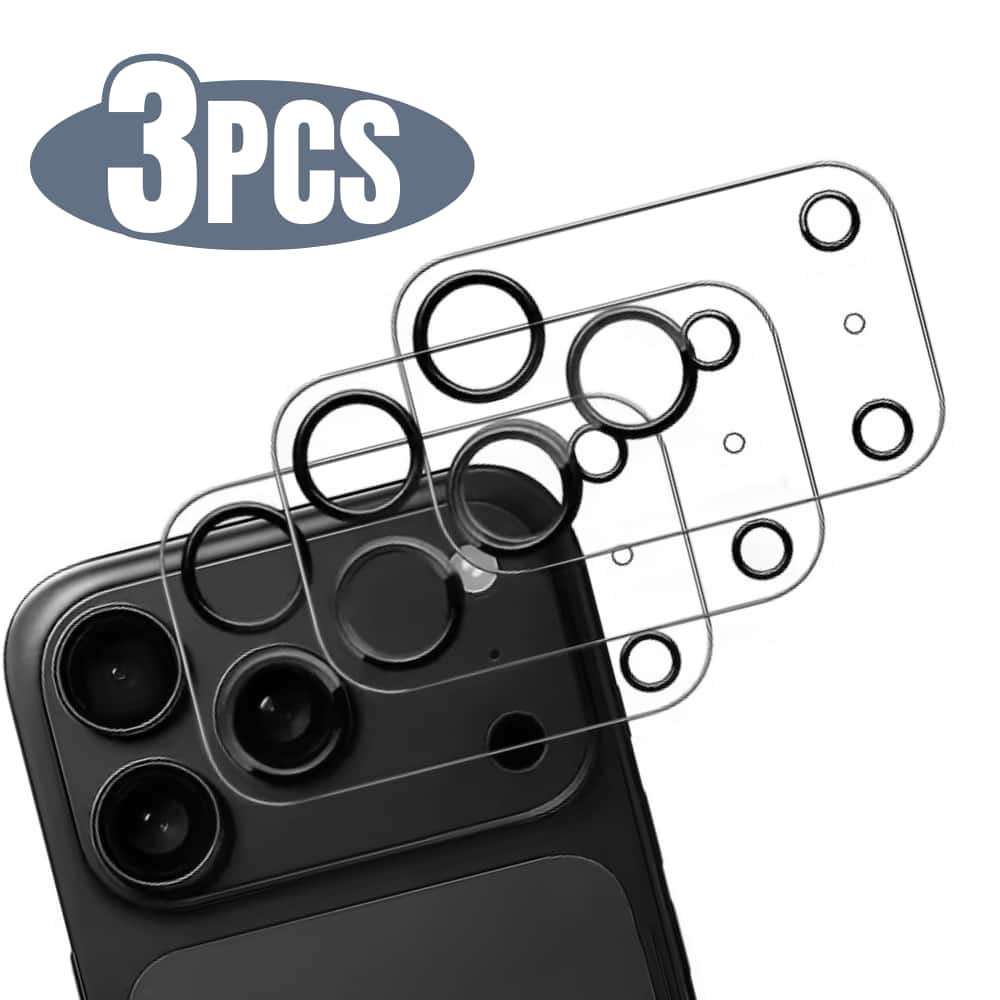 3 Pack Qixxronics Camera Lens Protector Compatible with iPhone 17 Pro Camera Lens Tempered Glass Protector - Clear