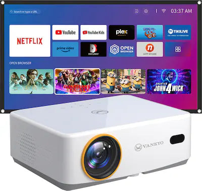 Vankyo - Leisure 570B Native 1080P Wireless Smart Single LCD Mini Projector, Screen Included