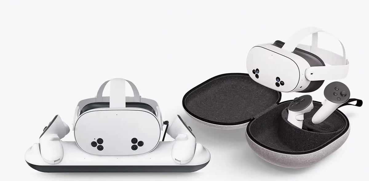 Virtual reality headset strap, charger and case