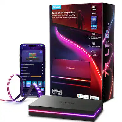 Govee - AI Gaming & TV Sync Box Kit 2 with HDMI 2.1, 4K@144Hz, 4-in-1 RGBWIC Lighting for 55–65 inch TVs