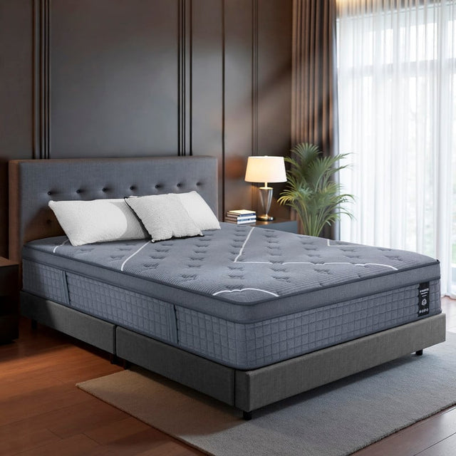 Front. UltraSnooze - King Mattress,16 Inch Hybrid Mattress in a Box, Memory Foam Individual Pocket Springs, Medium Firm, Pressure Relief - grey.