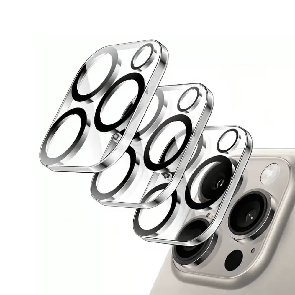 Qixxronics - 3 Pack Camera Lens Protector Compatible with iPhone 15 Pro Camera Lens Tempered Glass Protector [Night Circle] - Clear