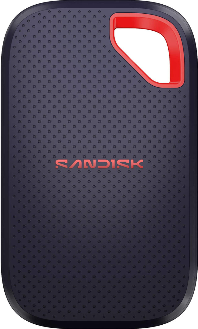Front. SANDISK - Extreme 2TB Portable SSD External USB Type-C SSD, up to 2000MB/s, IP65 water / dust resistance - Black.