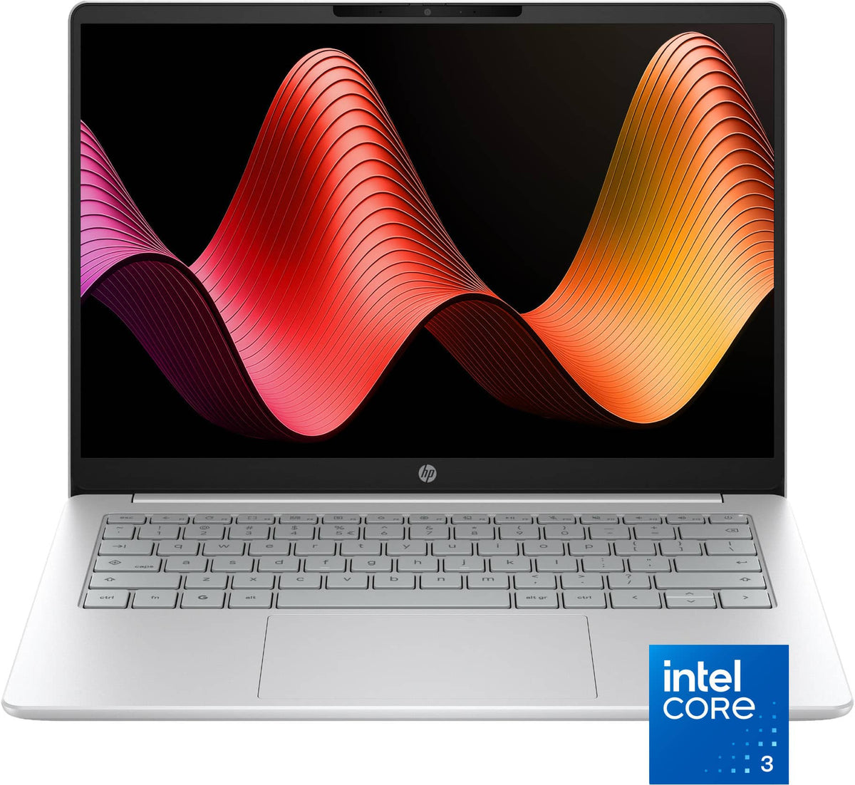 HP - 14" 2K Touchscreen Chromebook Plus - Intel Core 3 N355 - 8GB Memory - 128GB UFS Storage - Glacier Silver