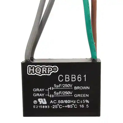 HQRP - Ceiling Fan Motor Capacitor CBB61 5 uF + 5 uF 4-Wire 250 V AC Replacement for Hunter