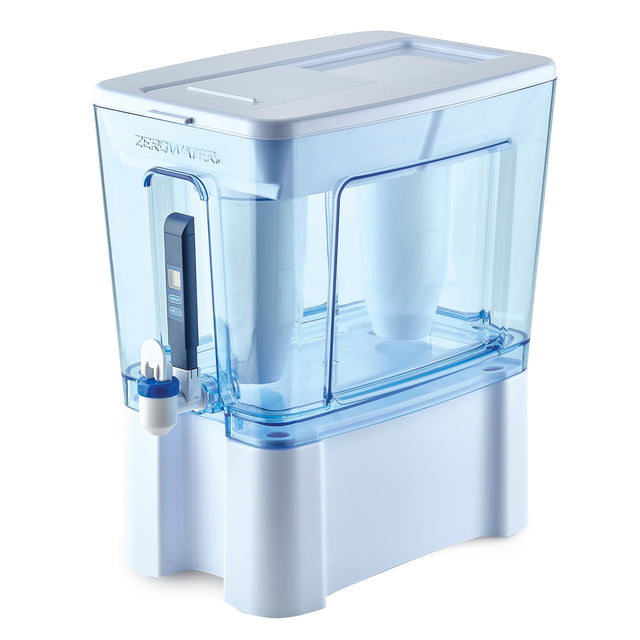 Angle. Culligan ZeroWater - 52 Cup Ready-Read 5-Stage Water Filtration Dispenser - Blue.