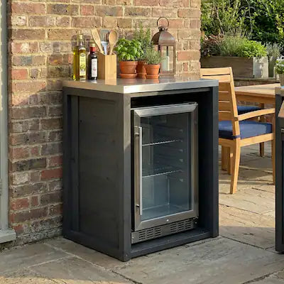 Famapy - Modular Solid Cedar Outdoor Kitchen Cabinets - All-Weather Storage with Stainless Steel Top for Patio, Grill Station