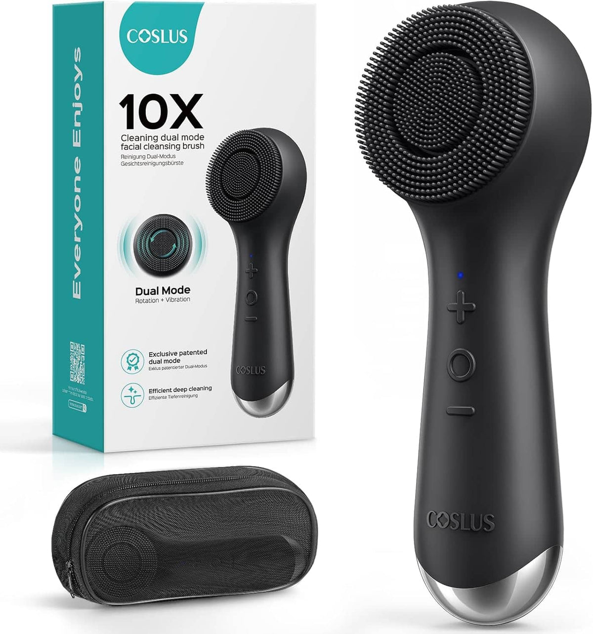 COSLUS - 2-in-1 Silicone Face Scrubber, Spin+Vibration Patented, Auto Foaming, for Men & Women