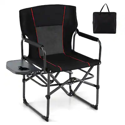 Costway - Folding Camping Chair with Side Table & Cup Holder, Carrying Bag for Picnic, Beach