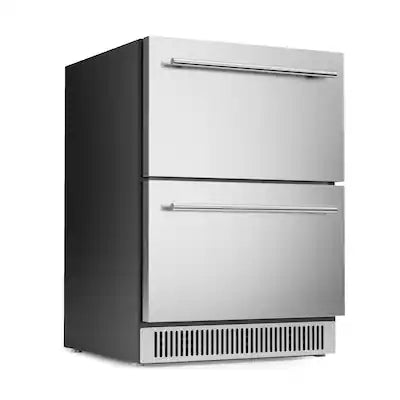 Coolski - 24 Inch Under Counter Beverage Refrigerator Drawers, Built-in/Freestanding Stainless Steel Outdoor Refrigerator