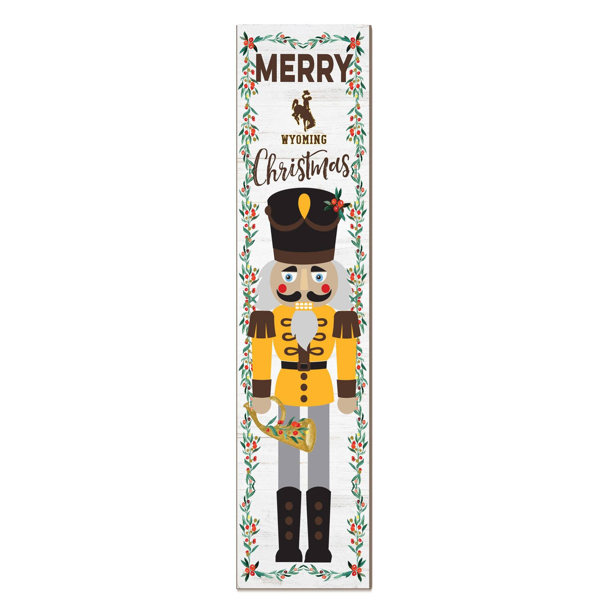 Jardine - Wyoming Cowboys 11" x 46" Nutcracker Holiday Leaner Sign - White