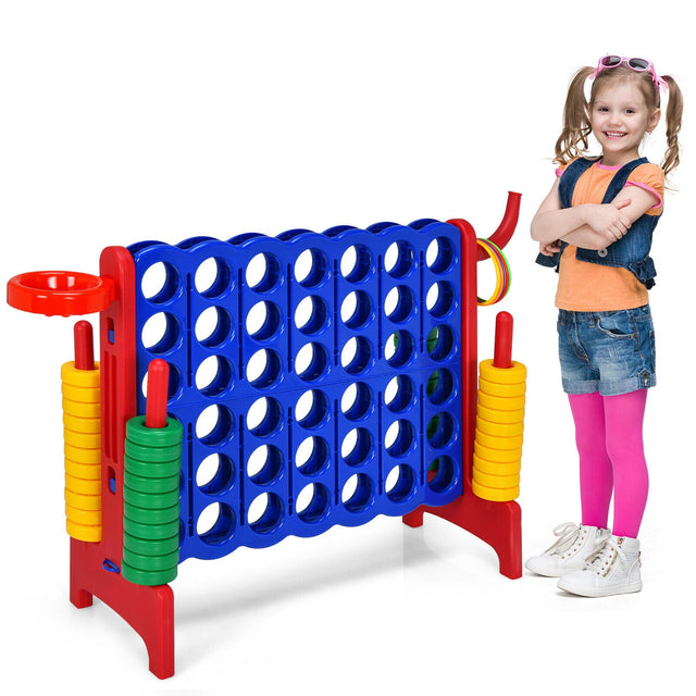 Front. Gymax - Gymax 2.5' 4-to-Score Giant Game Set Basketball Hoop & Ring Game Outdoor Indoor.