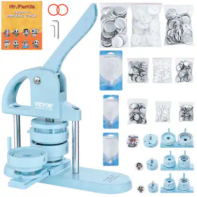 VEVOR - 3-IN-1 Button Maker, 1/1.25/2.28 inch(25/32/58mm) Pin Maker, 300pcs Button Parts, Button Maker Machine