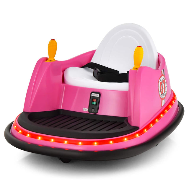 Front. Costway - Costway 12V Vehicle 360° Spin Race Toy Kids Ride On Bumper Car w/ Remote Control - Pink.
