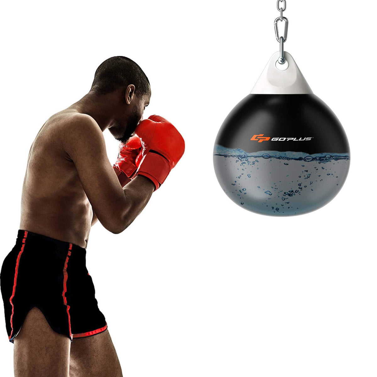 Costway - Water Punching Bag 21" 180 Pound Heavy Punching Bag with Adjustable Metal Chain - Black