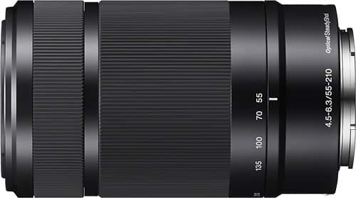 Front. Sony - 55-210mm f/4.5-6.3 Telephoto Lens for Most Alpha E-Mount Cameras - Black.