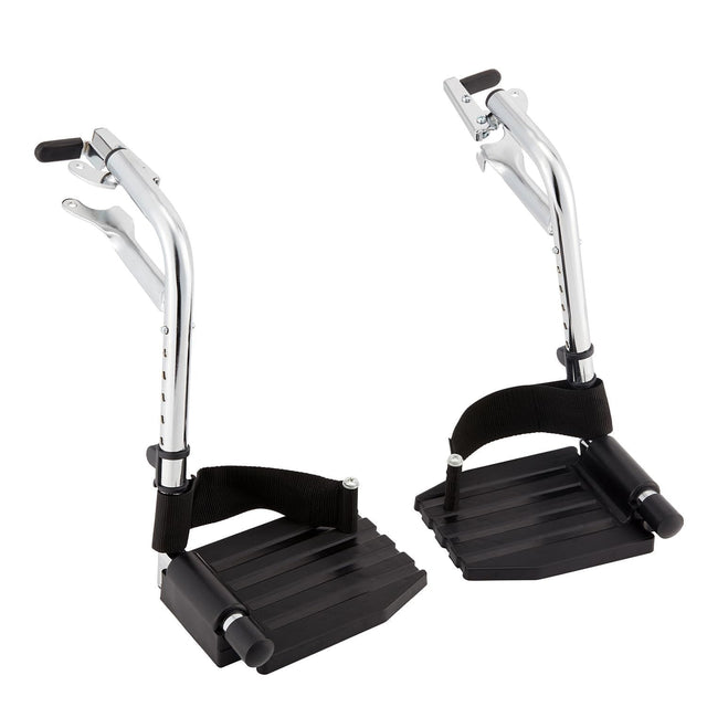 Front. Invacare - Wheelchair Legrest with Heel Loops, Swing-Away Design & Flip-Up Composite Footplate - Black.