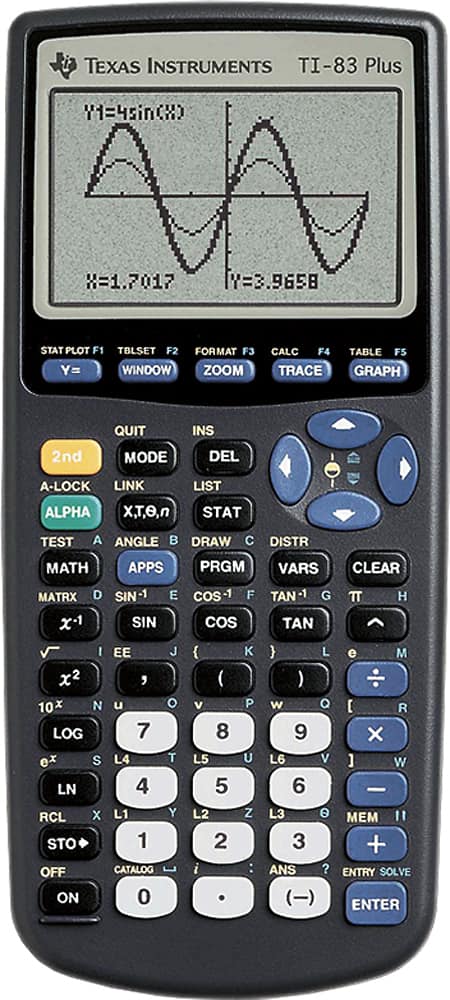 Front. Texas Instruments - TI-83 Plus Graphing Calculator - Blue.