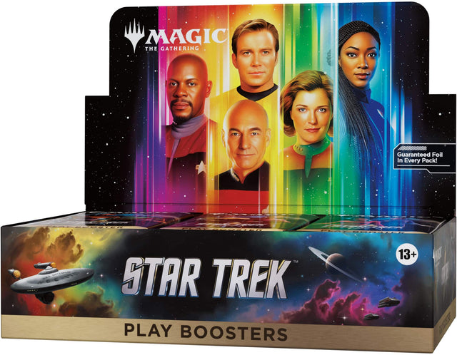 MAGIC THE GATHERING Guaranteed Foil In Every Pack! MOSLEN TYLCTRER Fr T PLAT BUNAUNL 13+ S STAR TREK PLAY BOOSTERS