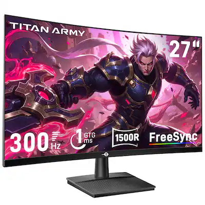 Titan-army - C27A1H 27 inch Curved Gaming Monitor, 300Hz FHD (1920 × 1080), 1ms GTG, HDR10, AMD FreeSync, VA Panel, 2 × HDMI/DP