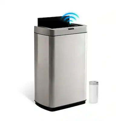 Innovaze - 13-Gallon Stainless Steel Motion Sensor Kitchen Trash Can with Butterfly Lid and Bonus 26 Trash Bags