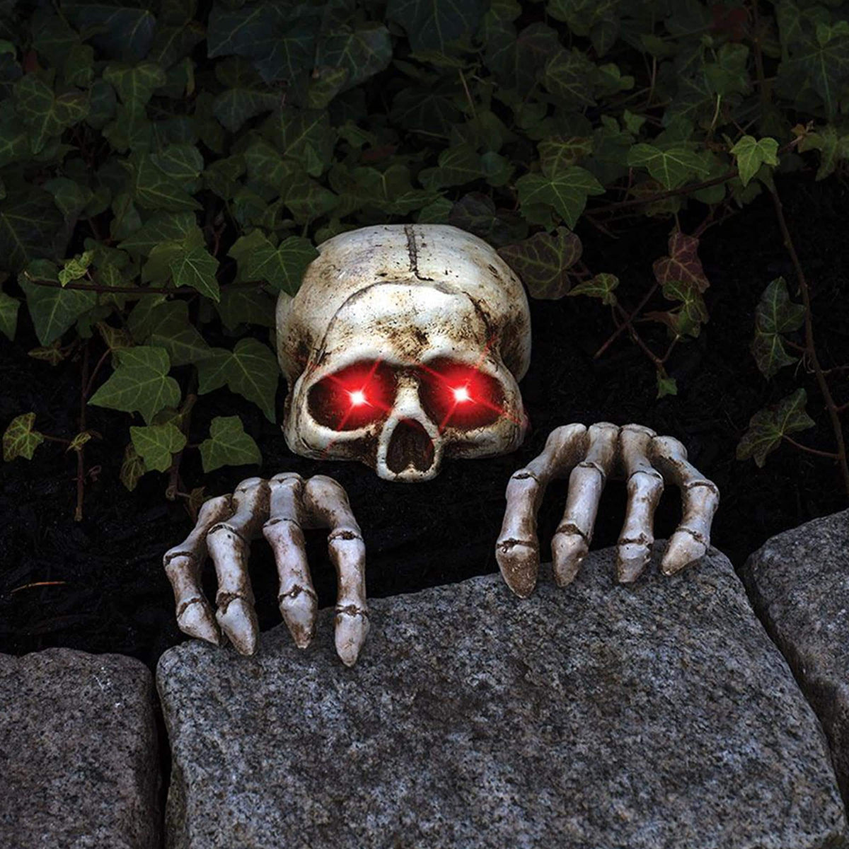 Funworld - Light-Up Skele-Peeper Grave Breaker Halloween Decor - White