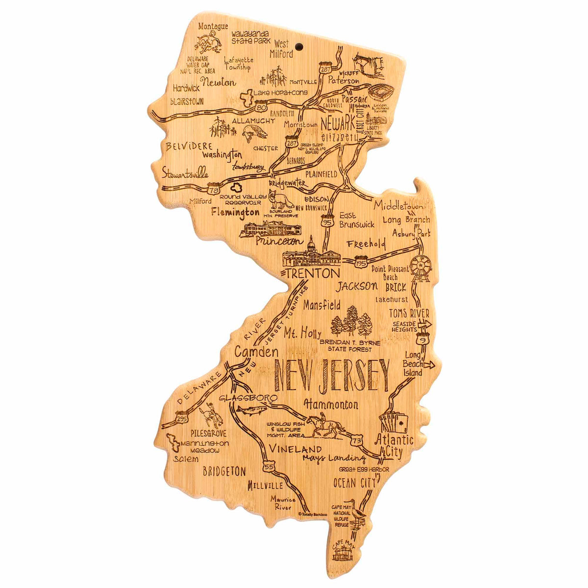 Totally Bamboo - Destination New Jersey Cutting Board, 8-5/8" x 16-5/8"
