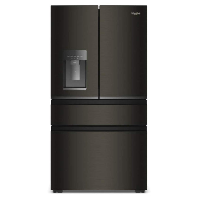 Front. Whirlpool - 36 in. Wide 22 cu. ft. 4-Door French Door Counter-Depth Refrigerator - Black Stainless Finish.