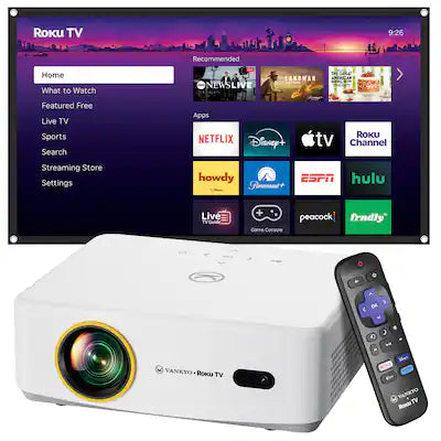 Vankyo - Leisure 570RB Native Full HD 1080P Wireless Roku TV Smart Single LCD Mini Projector, Screen Included