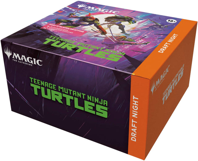 MAGIC THE GATHERING  
TEENAGE MUTANT NINJA TURTLES  
DRAFT NIGHT  

13+  

PLAY 4-PLAYER DRAFTING  
6 PLAYERS OR BOOSTER  
NO LANDS, ONLY BOOSTER  

MAGIC THE GATHERING