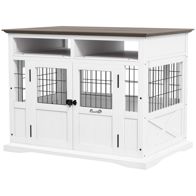 Front. Pawhut - Kennel Furniture Side End Table with Storage.