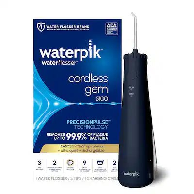 Waterpik - Cordless Gem 5100 Rechargeable Water Flosser, 2 Settings, Easy Spin Tip Rotation, ADA Accepted