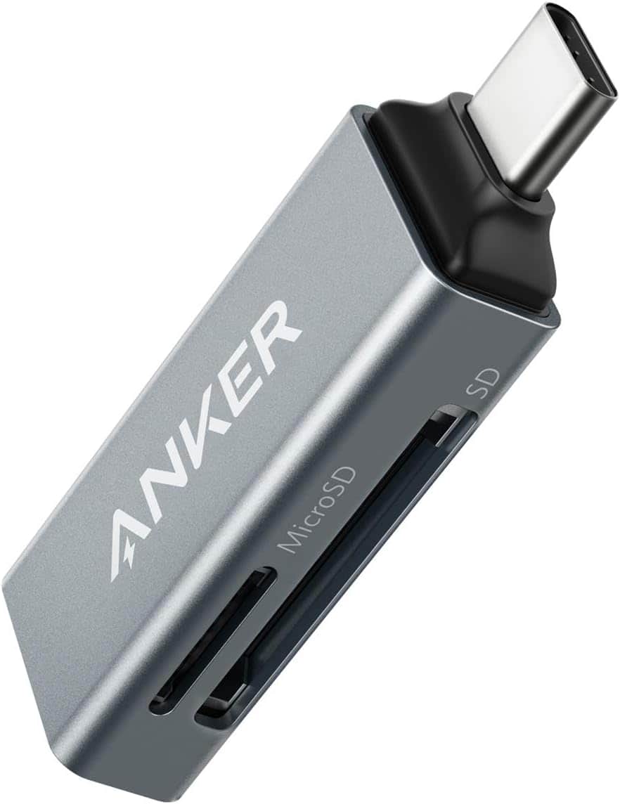 Anker - SD Card Reader, 2-in-1 USB C Memory Card Reader for Digital Camera SD Card Viewer - Gray