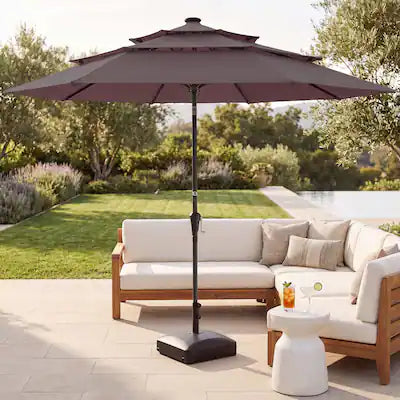 Best Choice Products - 10ft 3-Tier Patio Umbrella, Market Sun Shade w/ Tilt Adjustment, Easy Crank