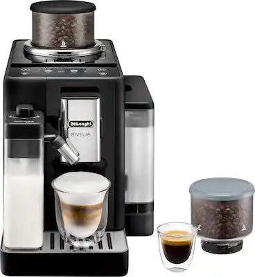 De'Longhi - Rivelia Fully Automatic Espresso Machine, Integrated Grinder, 2 Removable Bean Hoppers, Automatic Milk Frother