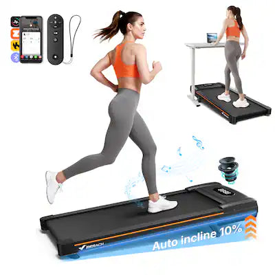 MERACH - W50 Lite Walking Pad Treadmill with 10% Auto Incline, 350lb Under Desk Pad Walking with Bluetooth Speaker