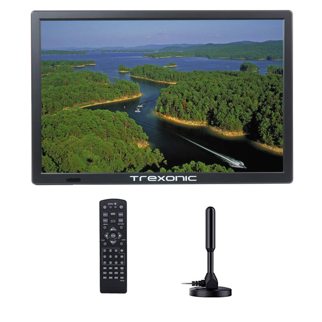 Front. Trexonic - Trexonic Portable Rechargeable 15.4 Inch LED TV with HDMI, SD/MMC, USB, AV In/Out and Built-in Digital Tuner - Black.